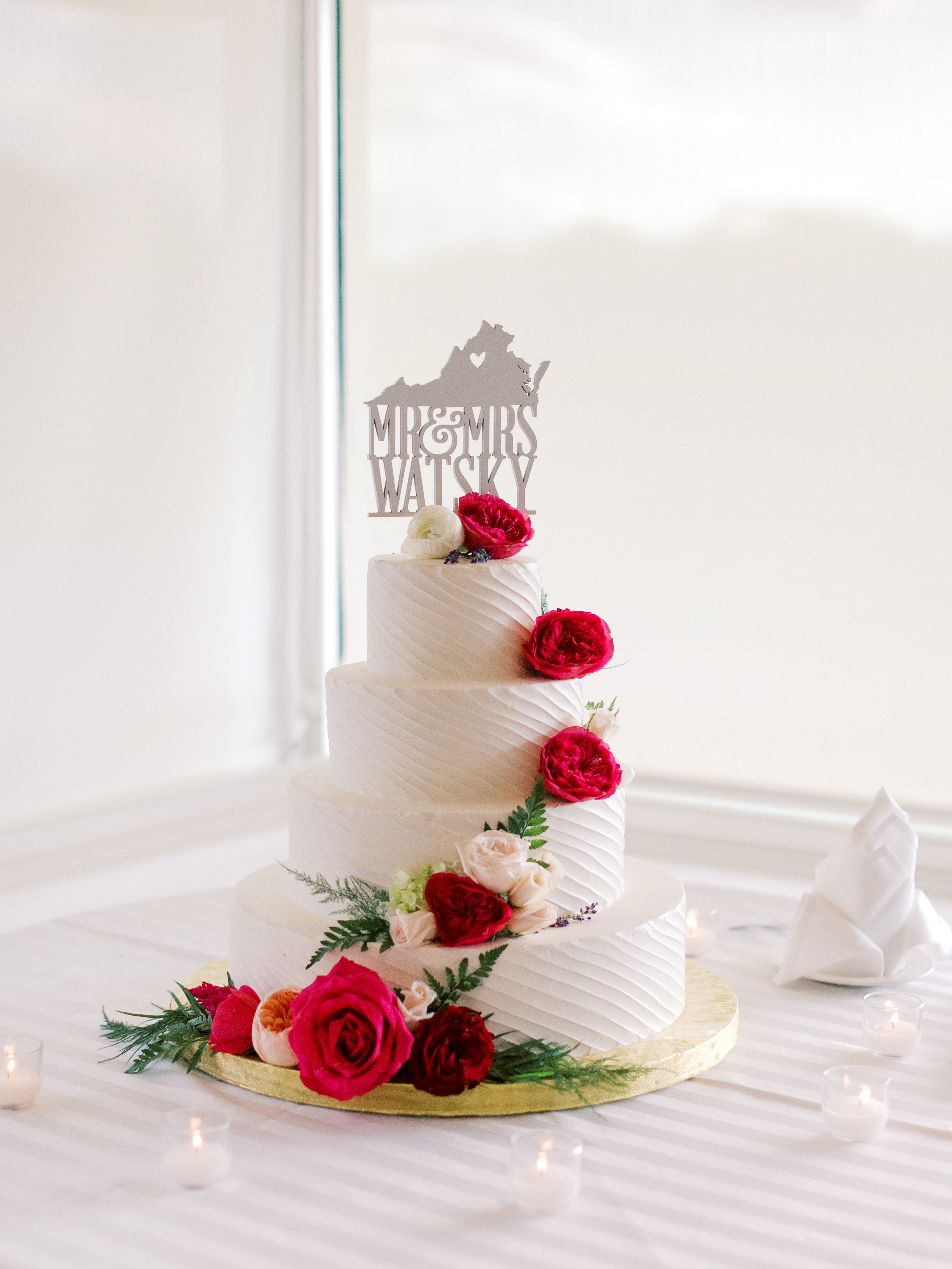 wedding cake with flower display